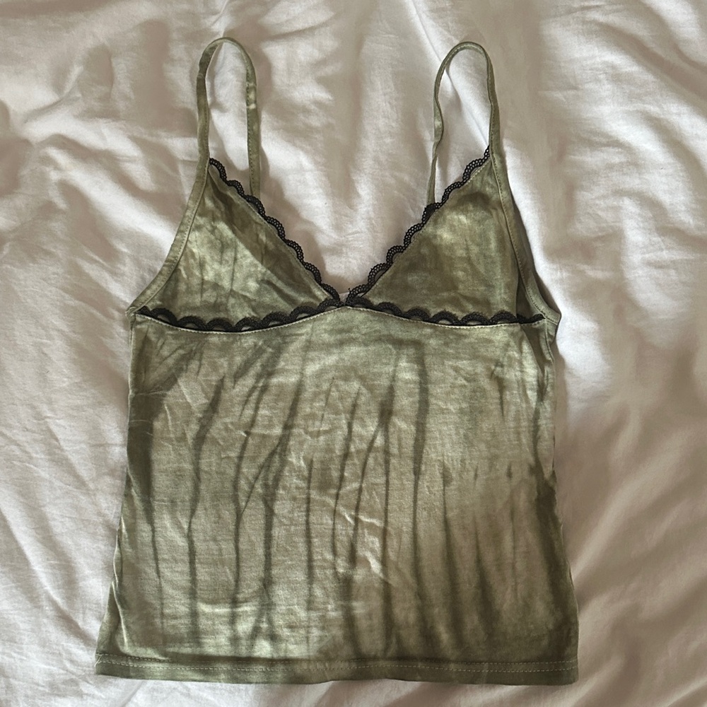 Green Lace Trim Cami Top